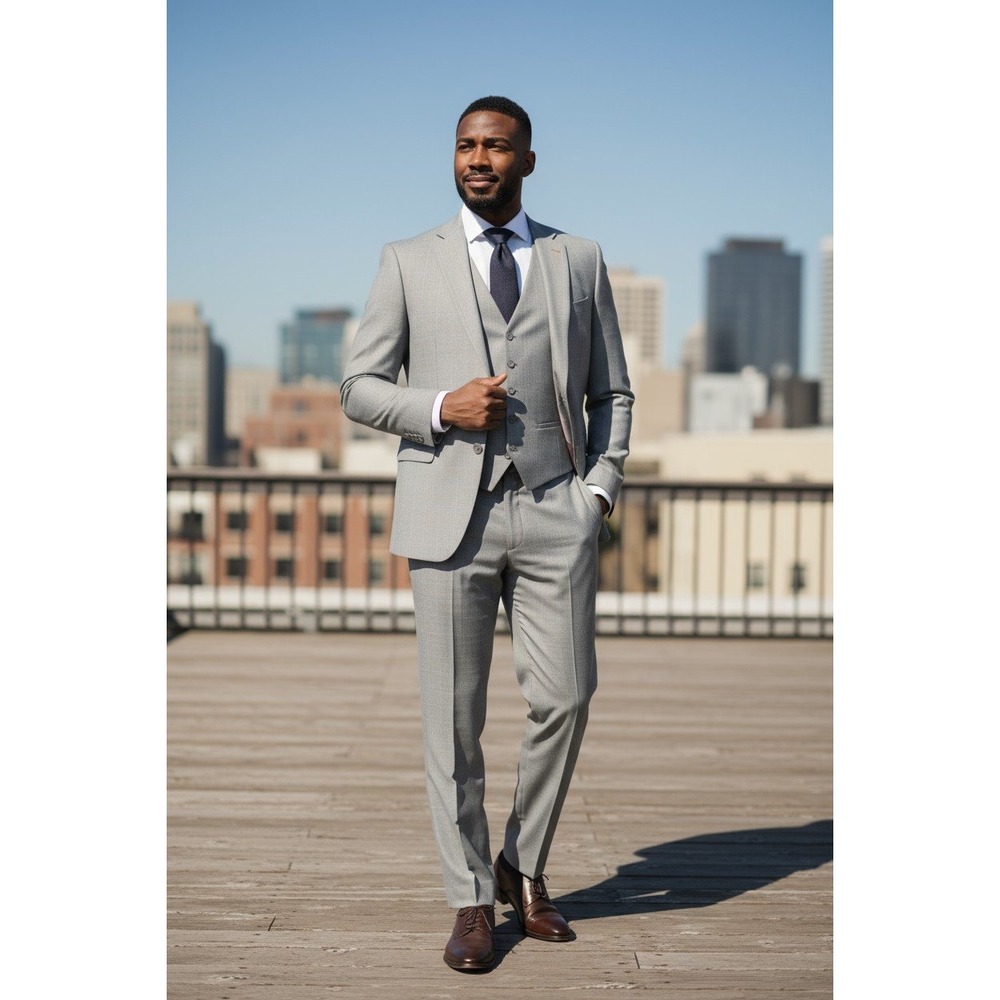 Chang's Tailoring Co Hand Tailored Custom Made 3 PIECE SUIT MEN 46Rx36X30